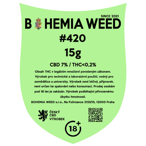 CBD květy konopní weed #420 15g BOHEMIA WEED