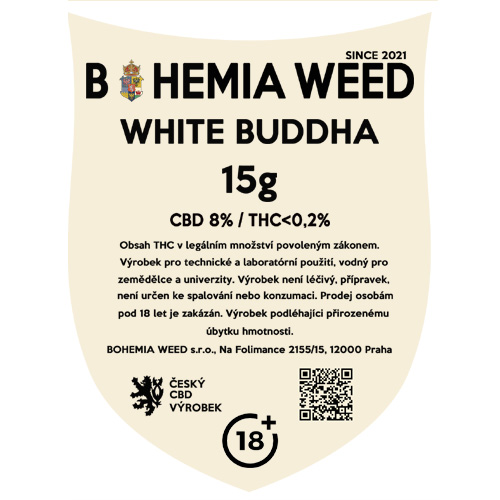 CBD květy konopní weed WHITE BUDDHA 15g BOHEMIA WEED