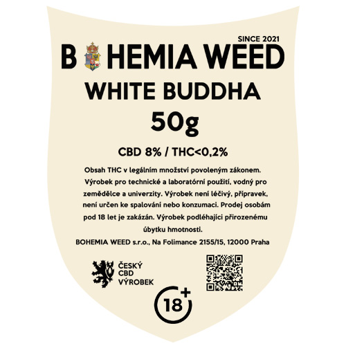 CBD květy konopní weed WHITE BUDDHA 50g BOHEMIA WEED