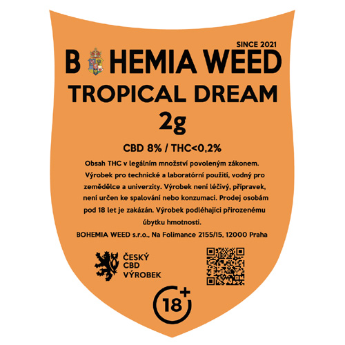 CBD konopný květ weed TROPICAL DREAM 2g BOHEMIA WEED