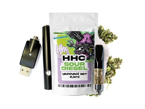 Czech CBD HHC set baterie + cartridge Sour Diesel 94 % 0,5 ml