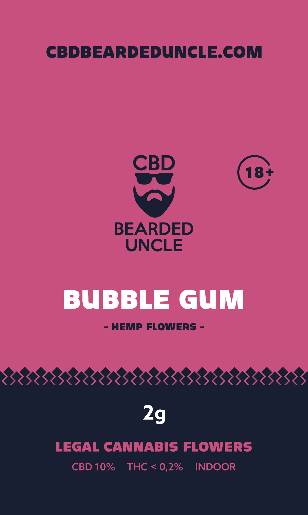 BEARDED UNCLE BUBBLE GUM INDOOR CBD 10% a THC 0,2% 2g 