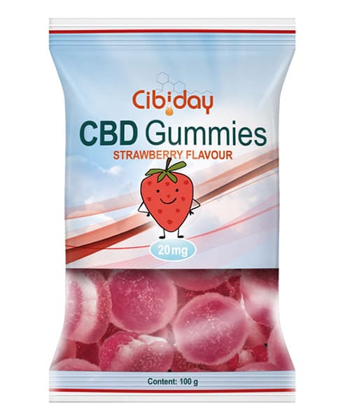 CBD gummies bonbóny Jahoda 20mg 100g Cibiday