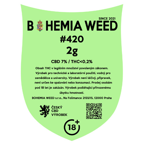 CBD květy konopní weed #420 2g BOHEMIA WEED