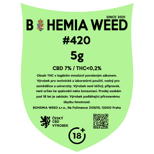 CBD konopný květ weed #420 5g BOHEMIA WEED