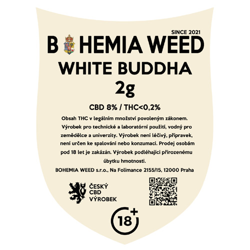 CBD konopný květ weed WHITE BUDDHA 2g BOHEMIA WEED