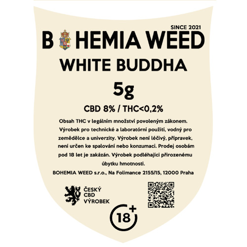 CBD konopný květ weed WHITE BUDDHA 5g BOHEMIA WEED