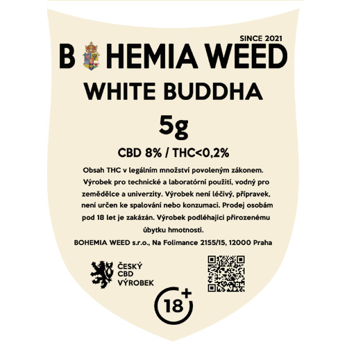 CBD květy konopní weed WHITE BUDDHA 5g BOHEMIA WEED