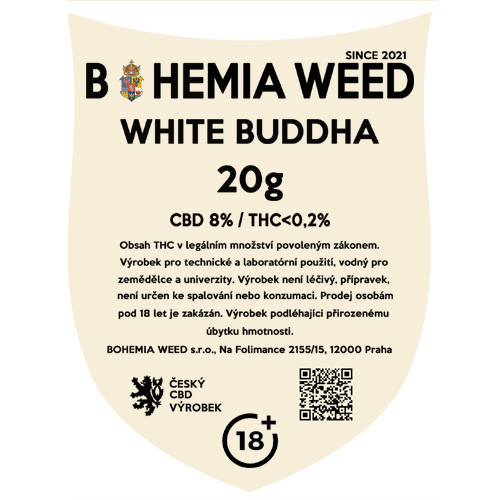 CBD konopný květ weed WHITE BUDDHA 20g BOHEMIA WEED
