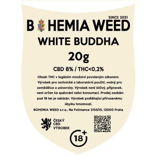 CBD květy konopní weed WHITE BUDDHA 20g BOHEMIA WEED