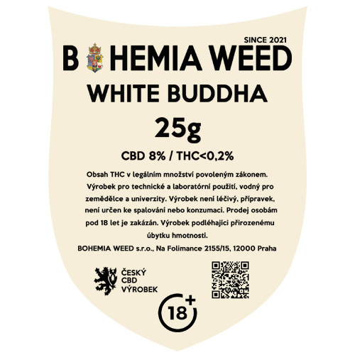 CBD květy konopní weed WHITE BUDDHA 25g BOHEMIA WEED