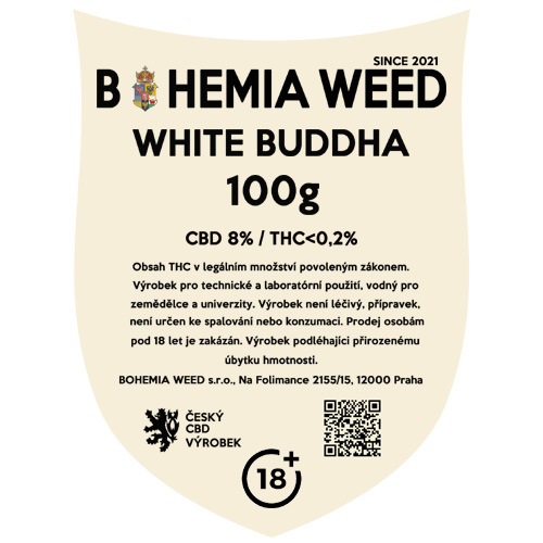 CBD květy konopní weed WHITE BUDDHA 100g BOHEMIA WEED