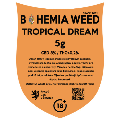 CBD konopný květ weed TROPICAL DREAM 5g BOHEMIA WEED