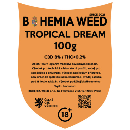 CBD květy konopní weed TROPICAL DREAM 100g BOHEMIA WEED