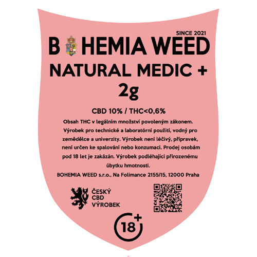 CBD květy konopní weed NATURAL MEDIC+ 2g BOHEMIA WEED
