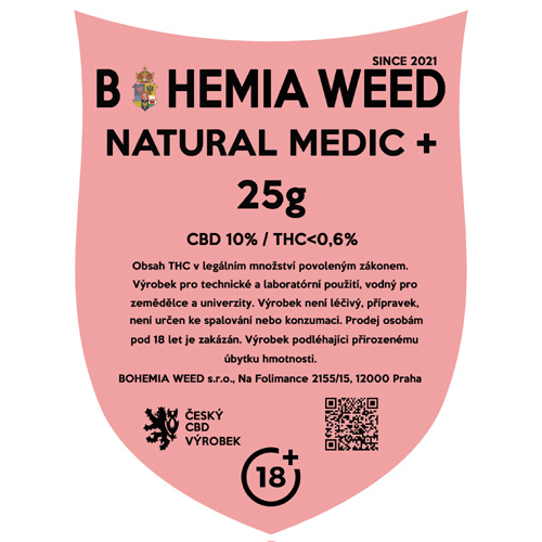 CBD konopný květ weed NATURAL MEDIC+ 25g BOHEMIA WEED