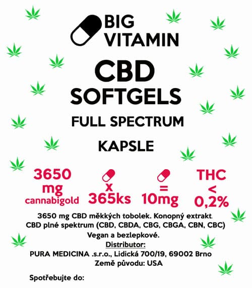 CBD Softgels Full Spectrum kapsle 3650mg 365ks BIG VITAMIN