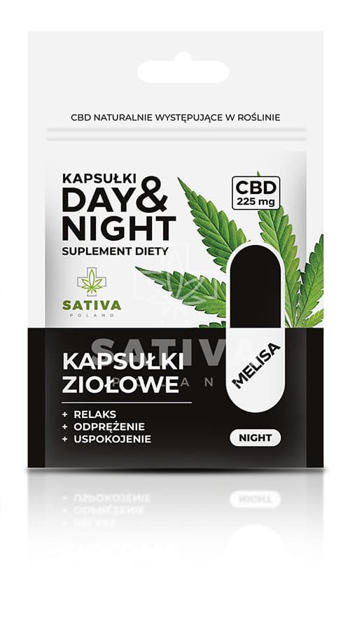 CBD bylinné kapsle DAY & NIGHT - NOC 45 kapslí 225 mg CBD Sativa Poland