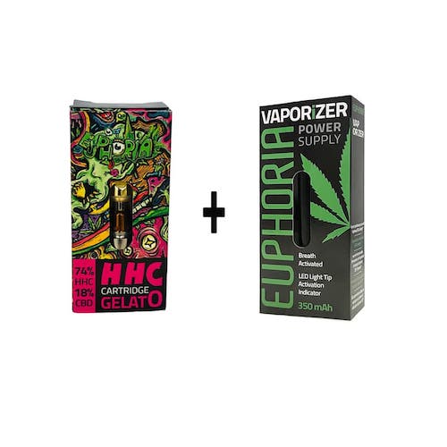 Euphoria Cartridge Gelato 74% HHC 0,5 ml + vape baterie
