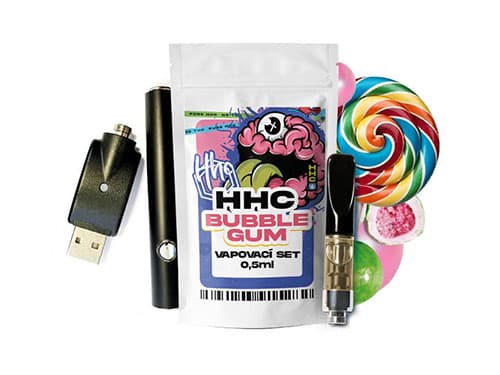 Czech CBD HHC set baterie + cartridge Bubble Gum 94 % 0,5 ml