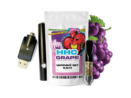 Czech CBD HHC set baterie + cartridge Grape 94 % 0,5 ml