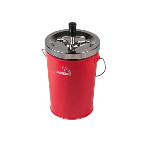 Metal Ashtrays kbelík otočný popelník chrom/červený 14cm