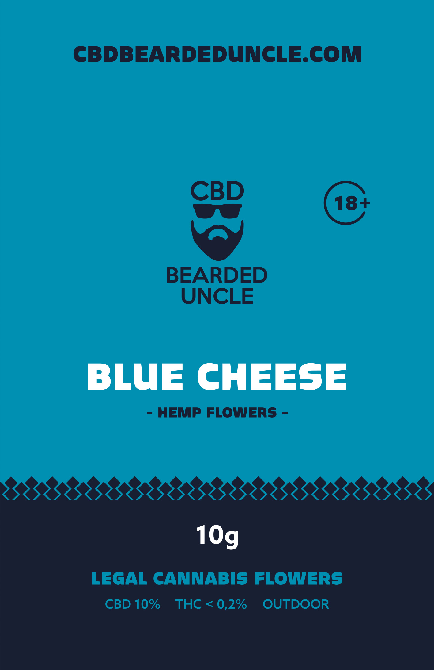 BEARDED UNCLE BLUE CHEESE OUTDOOR CBD 10% a THC 0,2% 10g 
