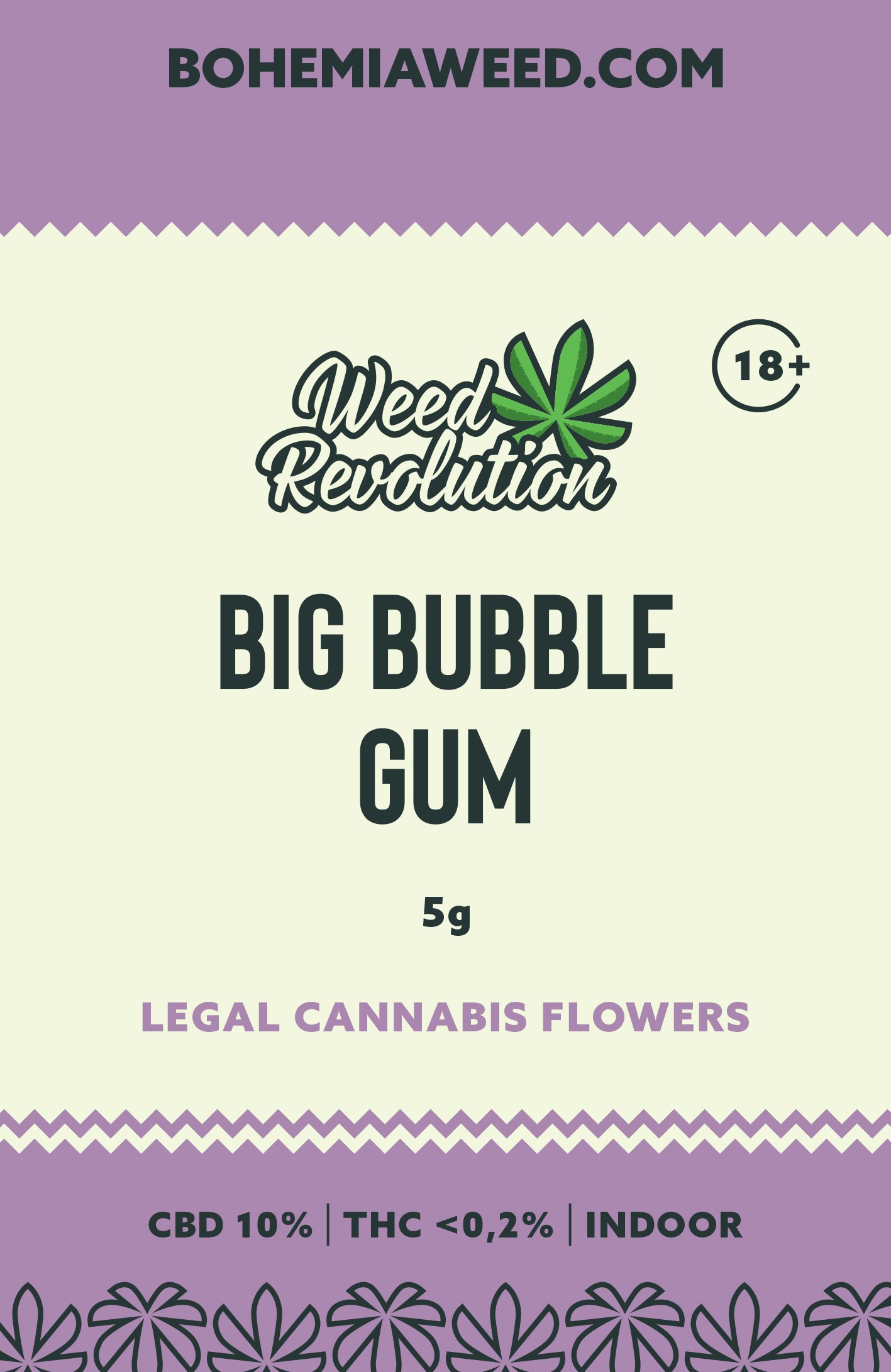 WEED REVOLUTION BIG BUBBLE GUM INDOOR CBD 10% a THC 0,2% 5g 