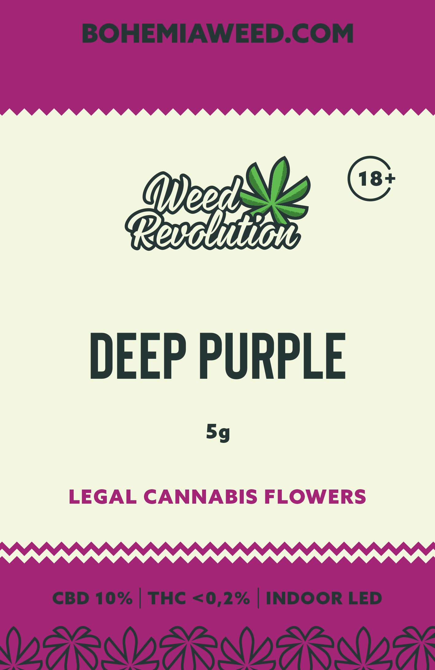 WEED REVOLUTION DEEP PURPLE INDOOR LED CBD 10% a THC 0,2% 5g 