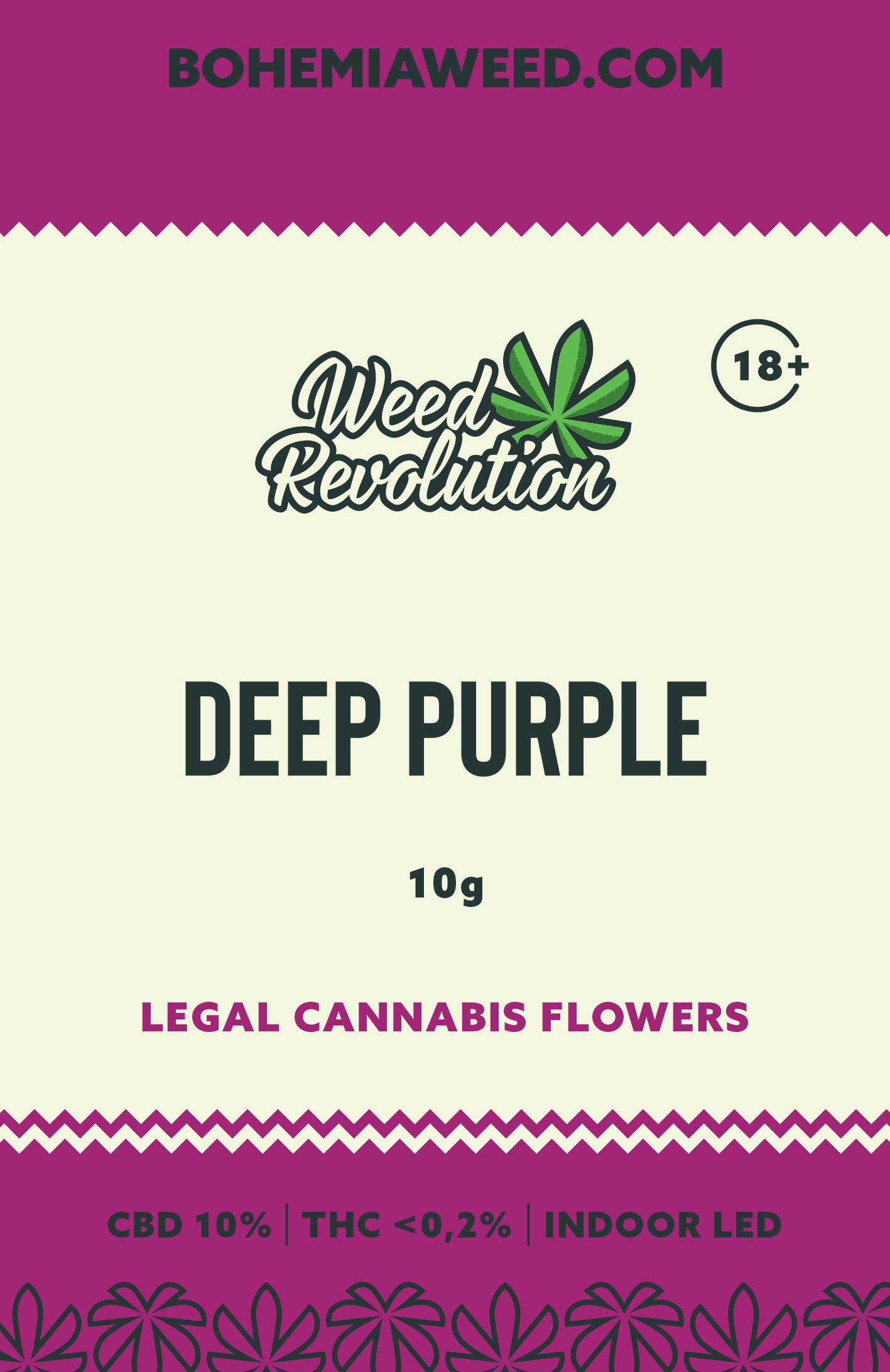 WEED REVOLUTION DEEP PURPLE INDOOR LED CBD 10% a THC 0,2% 10g 