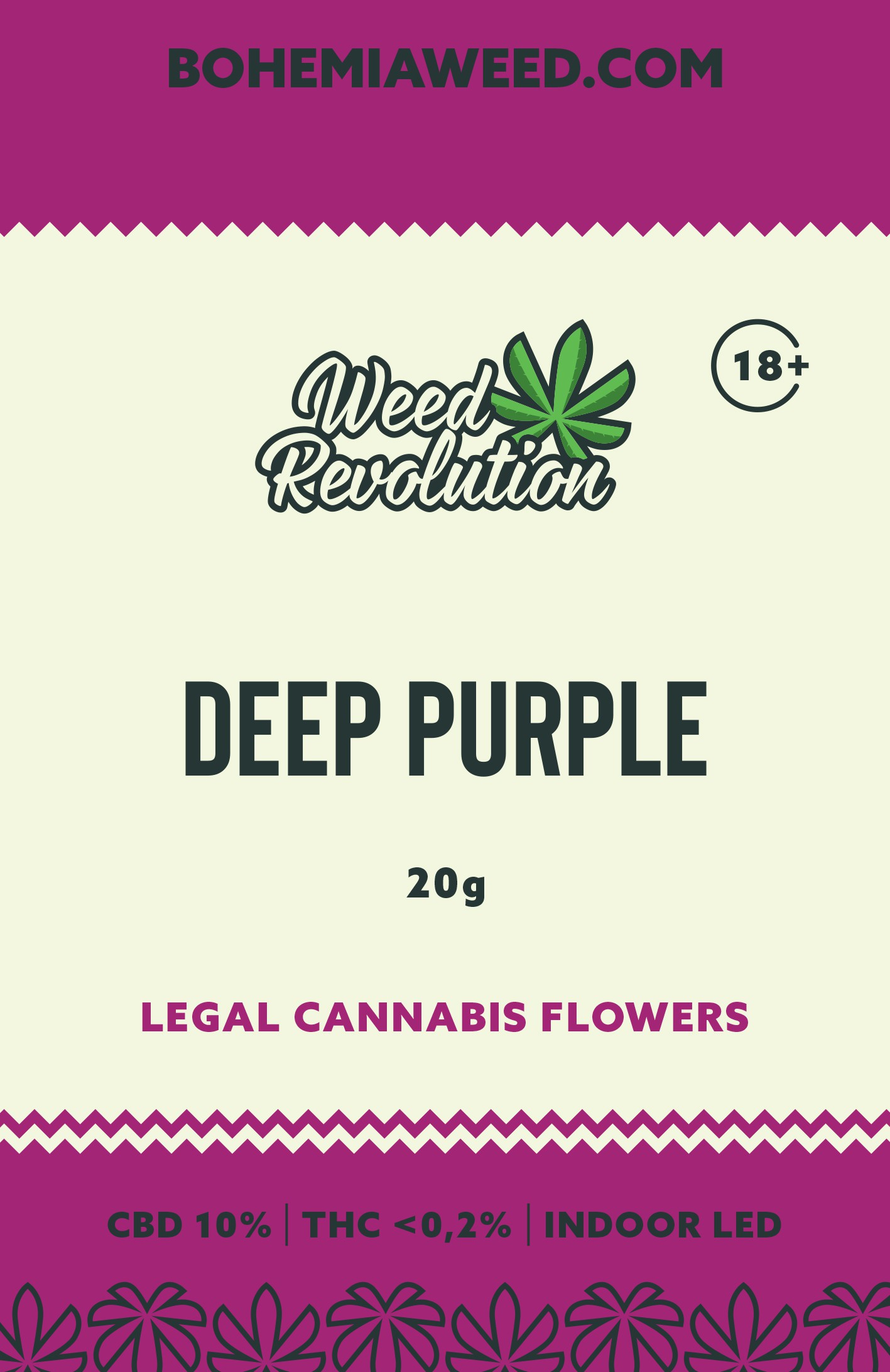 WEED REVOLUTION DEEP PURPLE INDOOR LED CBD 10% a THC 0,2% 20g 