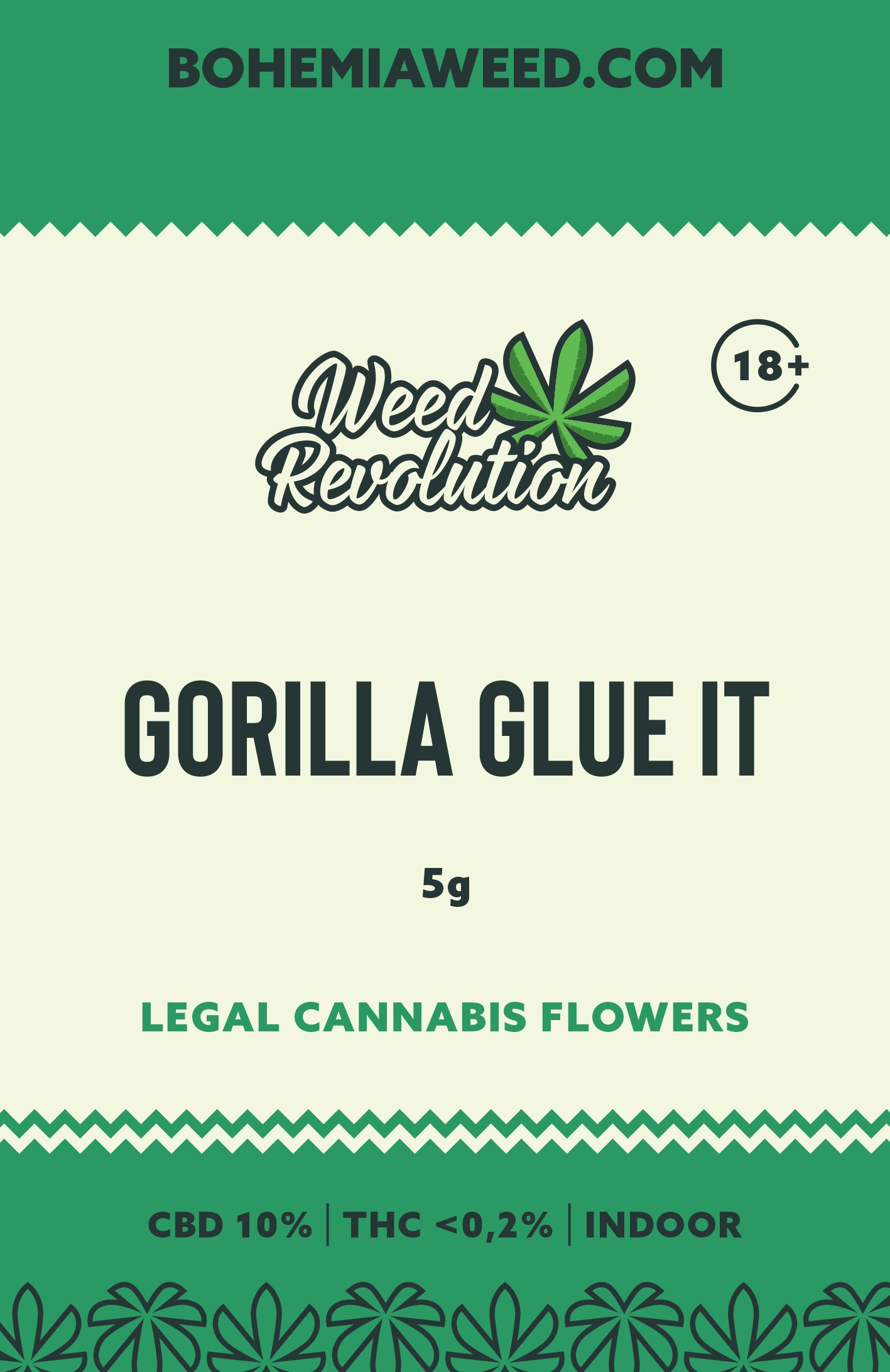 WEED REVOLUTION GORILLA GLUE IT INDOOR CBD 10% a THC 0,2% 5g 