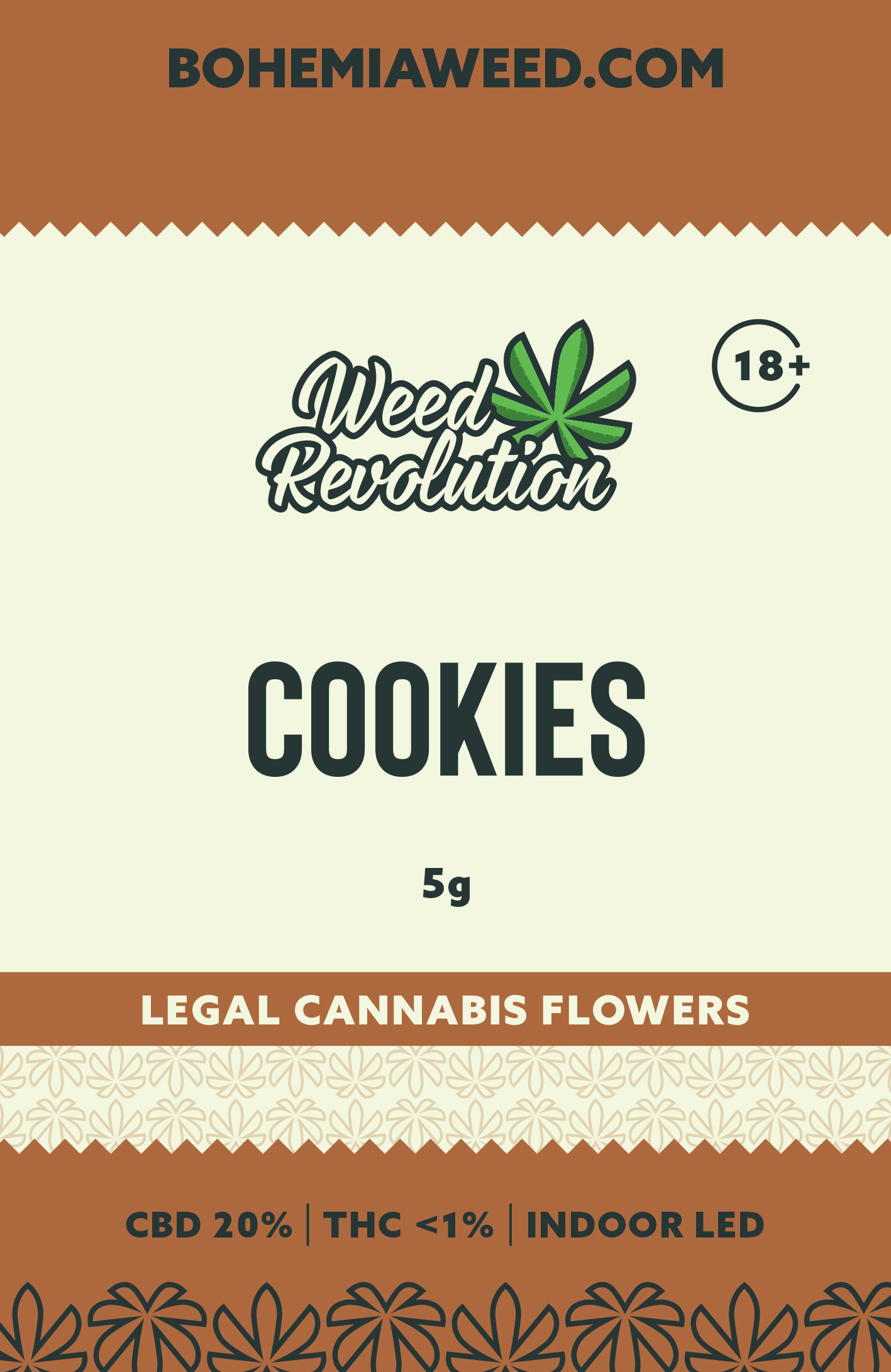 WEED REVOLUTION COOKIES INDOOR LED CBD 10% a THC 0,2% 5g 