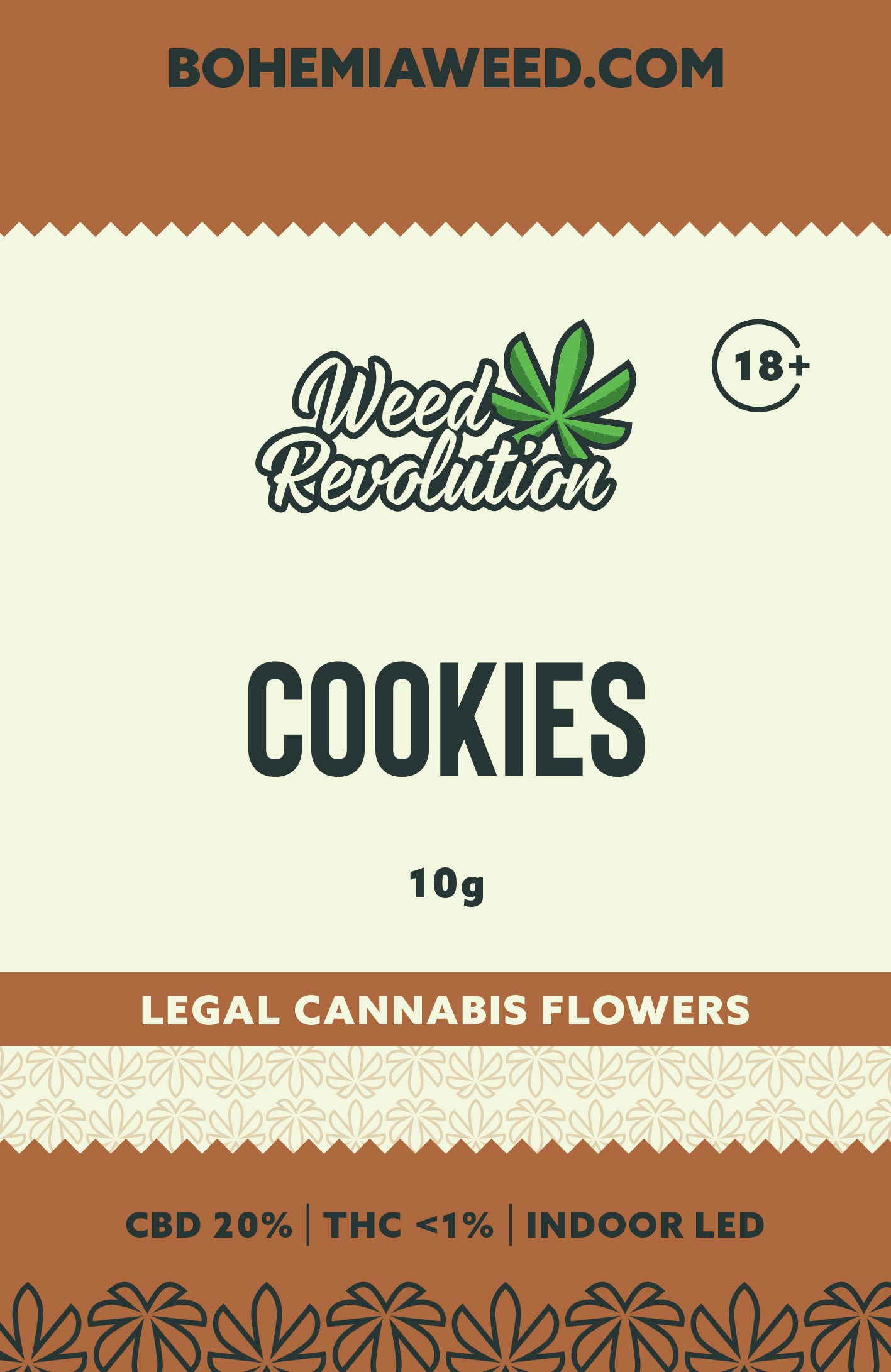 WEED REVOLUTION COOKIES INDOOR LED CBD 10% a THC 0,2% 10g 