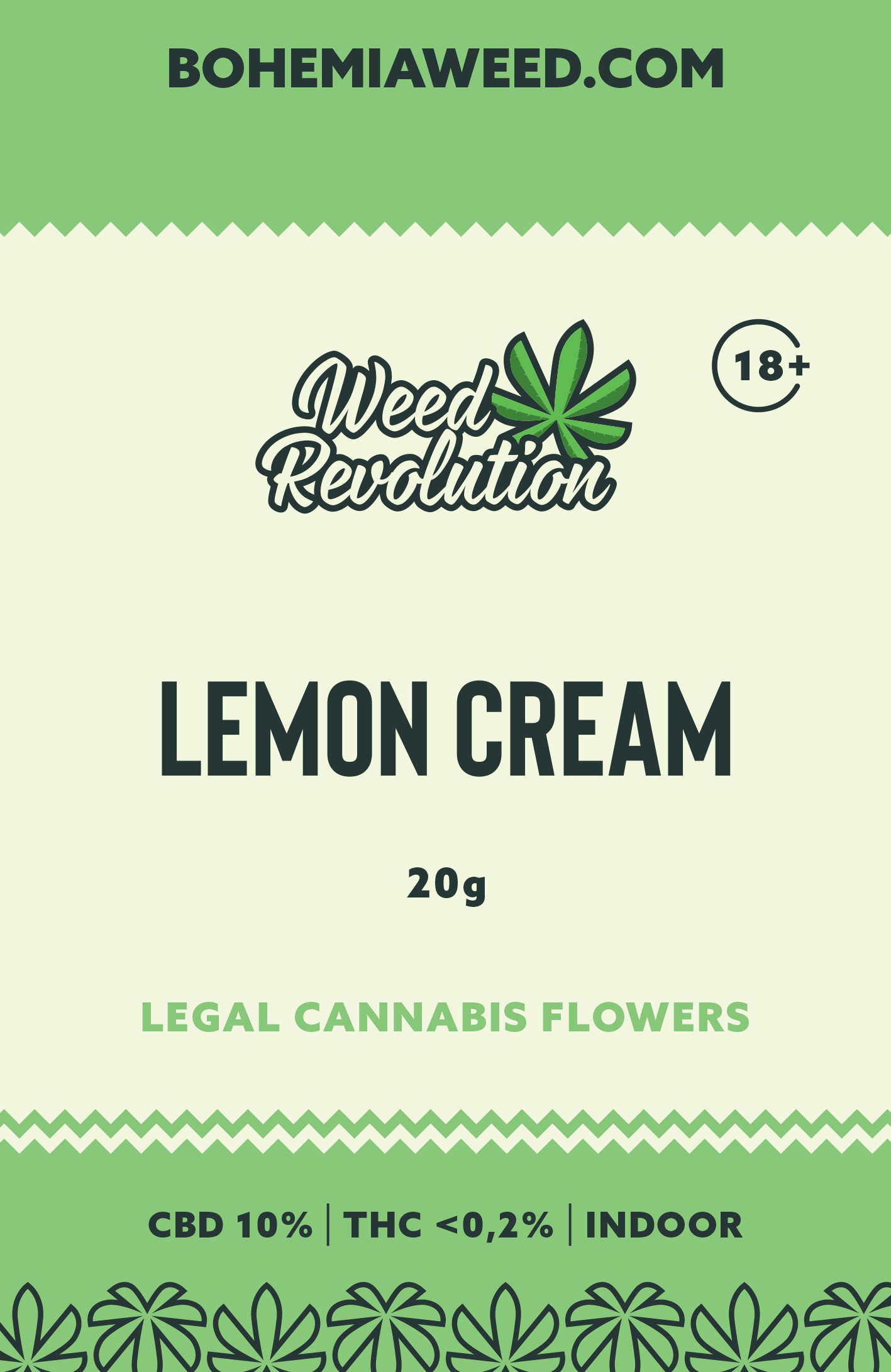 WEED REVOLUTION LEMON CREAM INDOOR CBD 10% a THC 0,2% 20g 