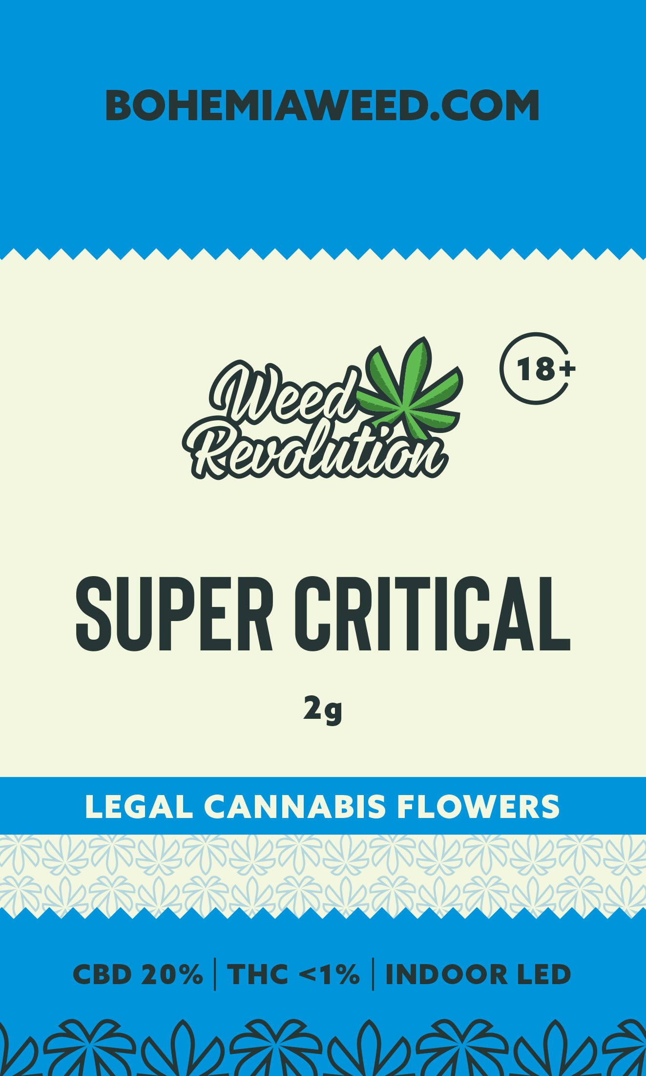 WEED REVOLUTION SUPER CRITICAL INDOOR LED CBD 10% a THC 0,2% 2g 