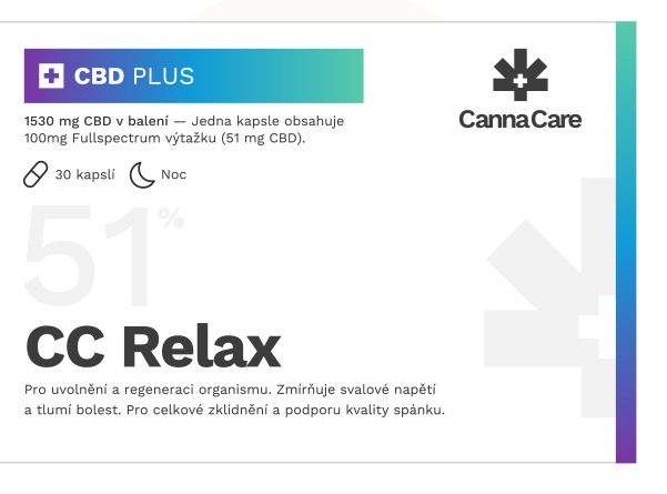 CannaCare Relax kapsle s CBD 1530 mg 30 kapslí