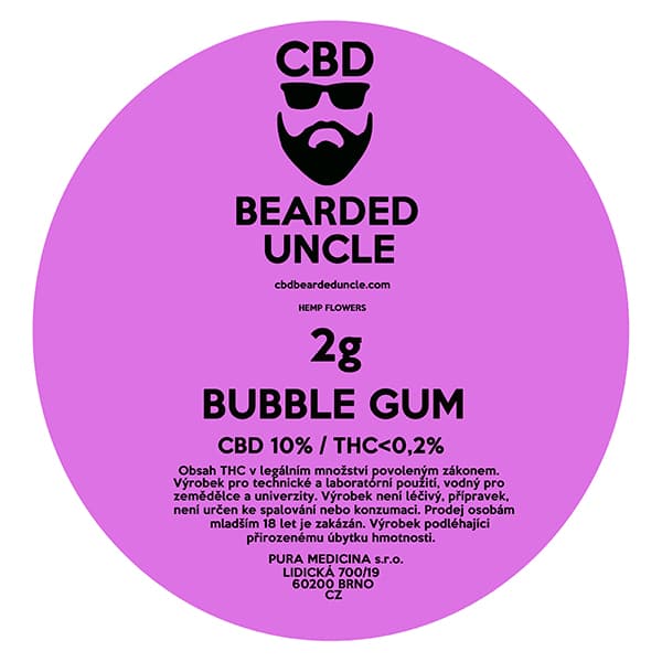 CBD květy konopní weed BUBBLE GUM 2g BEARDED UNCLE