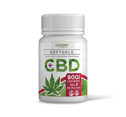 Euphoria CBD kapsle SoftGels 900 mg širokospektrální 30 ks x 10mg