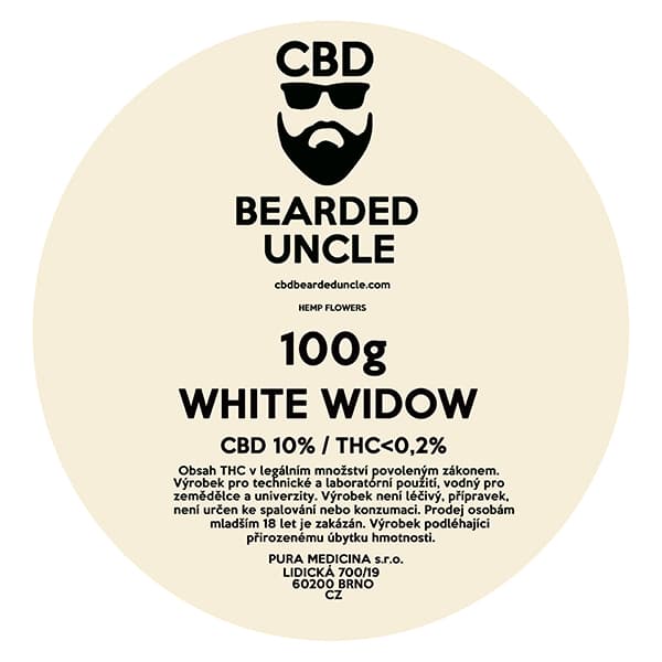 CBD konopný květ weed WHITE WIDOW 100g BEARDED UNCLE
