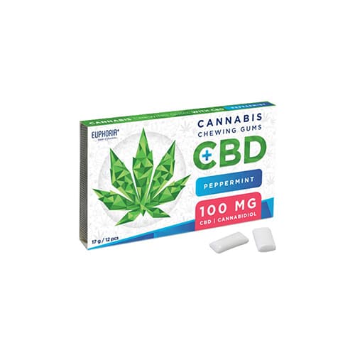 Euphoria Žvýkačky s CBD 100mg - Peppermint 12ks, 17g